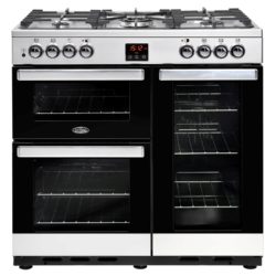 Belling Cookcentre 90DFT 90cm Dual Fuel Range Cooker in Stainless Steel  444444070